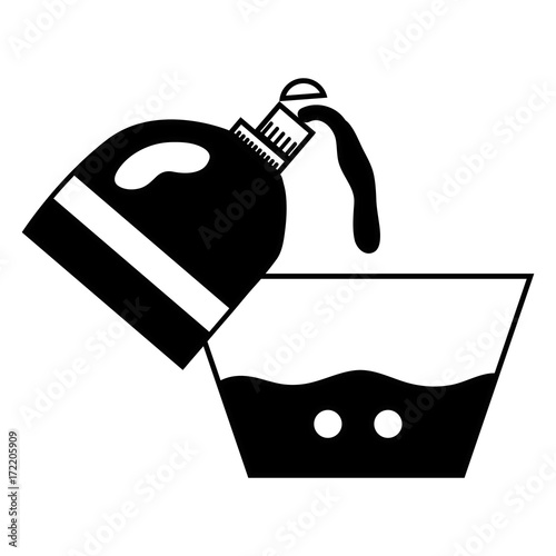 contour water pail design with softener bottle plashing vector illustration