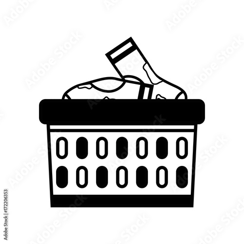 contour basket design with dirty clothes inside vector illustration