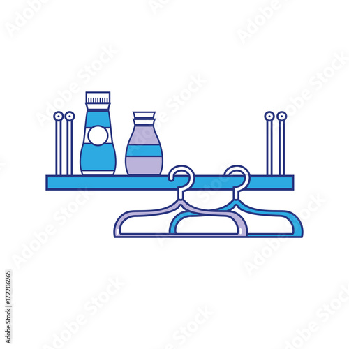 shelf with softener and detergent liquid bottle vector illustration