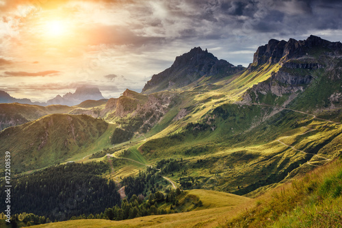 National Park Dolomites (Dolomiti), Pordoi pass. Province Belluno, Veneto, Tyrol, Italy alps, Europe. © Leonid Tit