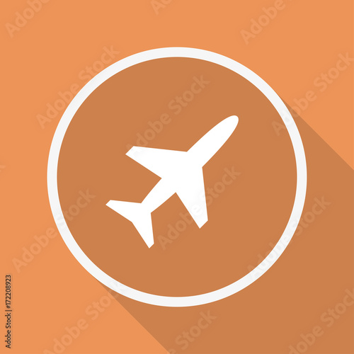 Runder Button mit Schatten - Flugzeug