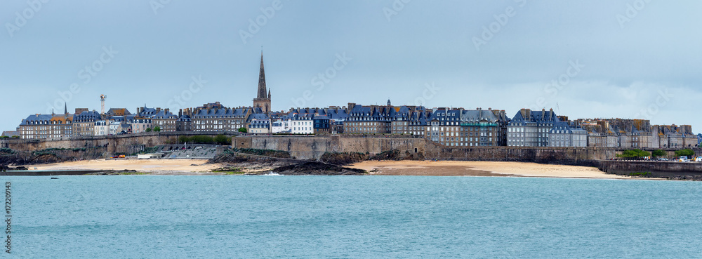 View over the walled city of Saint-Malo from Dinard, Brittany, France