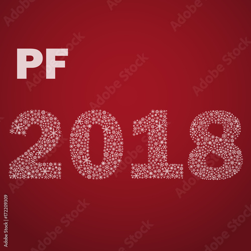 red happy new year pf 2018 from little snowflakes eps10