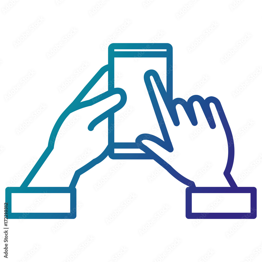 hand human with smartphone device isolated icon