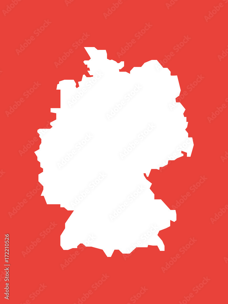 Deutschland, Umriss, Landkarte - Icon, Symbol, Piktogramm, grafisches Element - Fläche - weiß - Hintergrund rot - Vektor Deutschland, Umriss, Landkarte - Icon, Symbol, Piktogramm, grafisches Element - Fläche - weiß - Hintergrund rot - Vektor