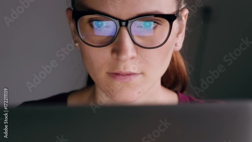 Woman eyes looking in the monitor