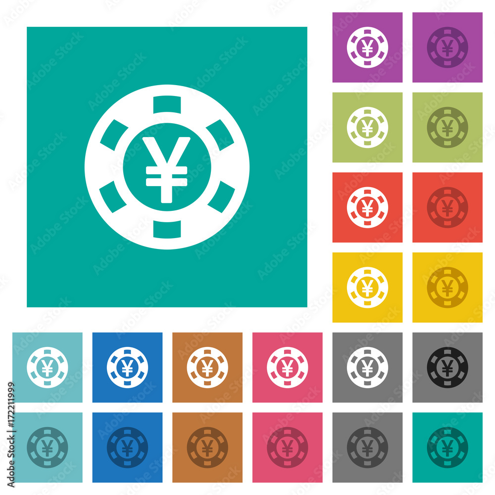 Yen casino chip square flat multi colored icons Yen casino chip square flat multi colored icons