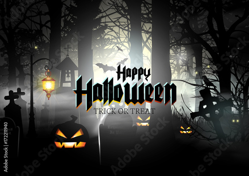 Happy Halloween Banner. Spooky Background.