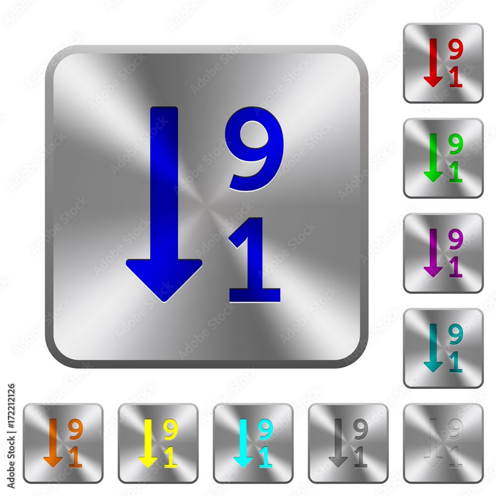 Fotografie Descending numbered list rounded square steel buttons