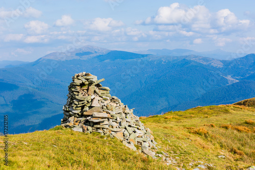 pile of stones on top of mountain