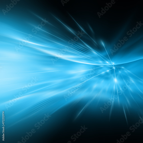 Abstract background with connected lines and dots for your design. Smooth lines, beautifully intertwined, shining dots and flashes on a dark background