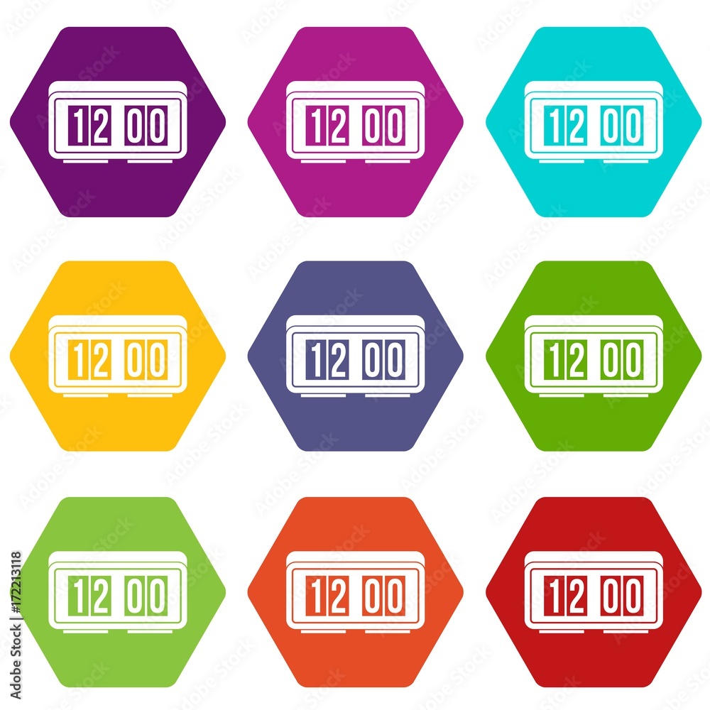 Watch icon set color hexahedron Watch icon set color hexahedron