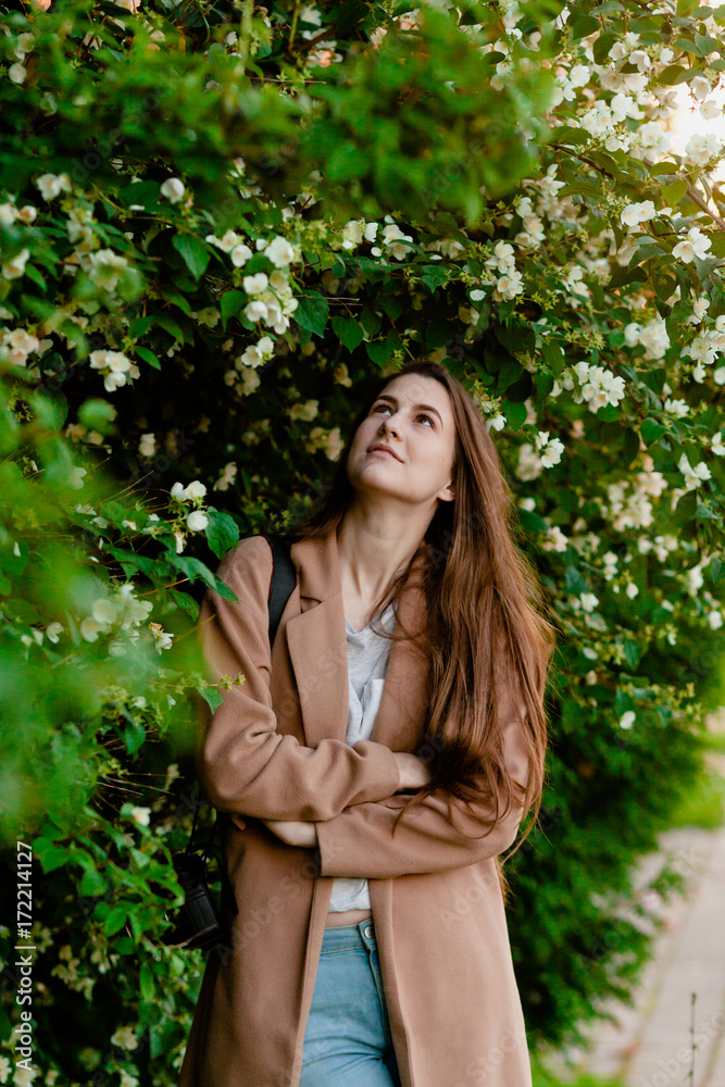 Woman photographer with long hair Woman photographer with long hair