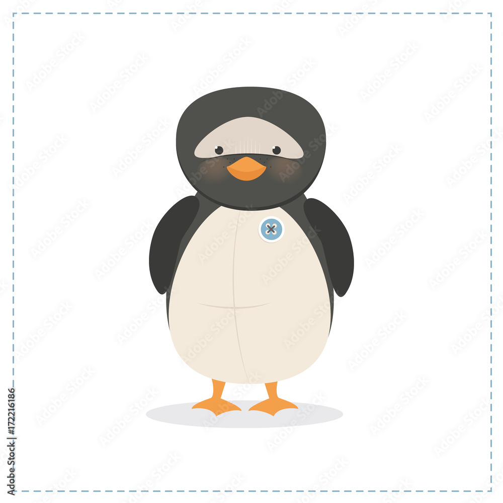 Fototapeta premium Penguin, small, toy funny penguin, vector