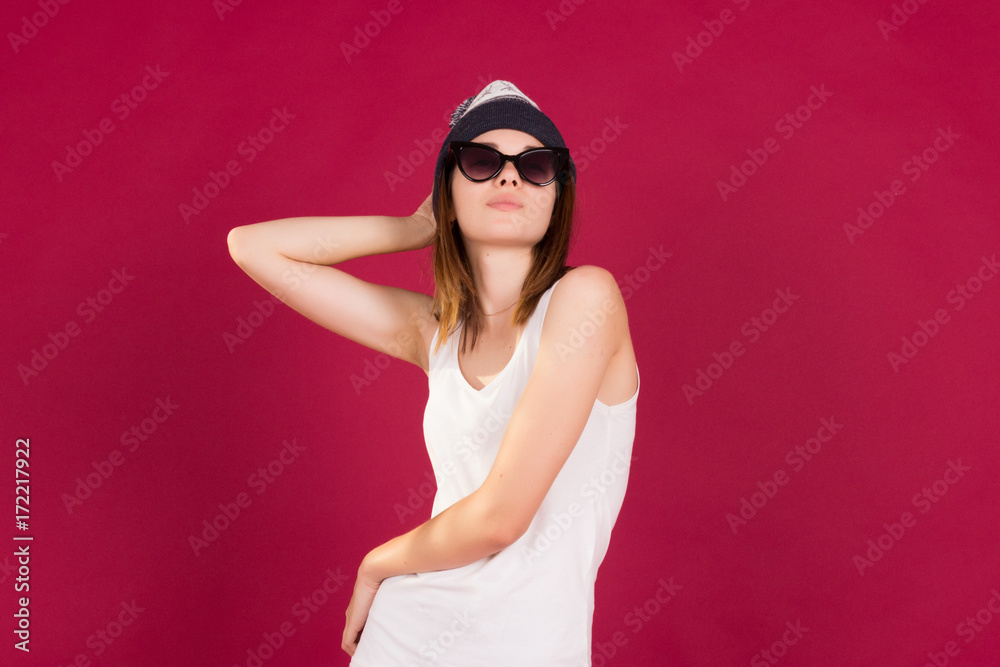 Young pretty woman, sunglasses Young pretty woman, sunglasses