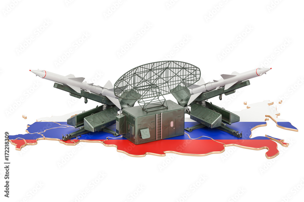 Russian missile defence system concept, 3D rendering Russian missile defence system concept, 3D rendering