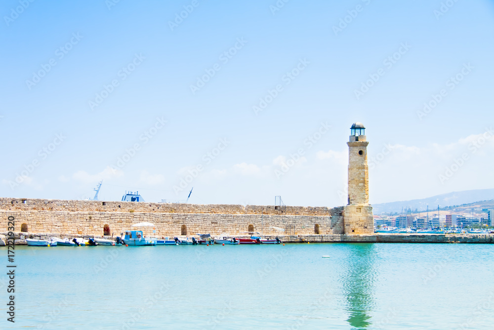 The lighthouse of the Venetian harbor of Rethymno