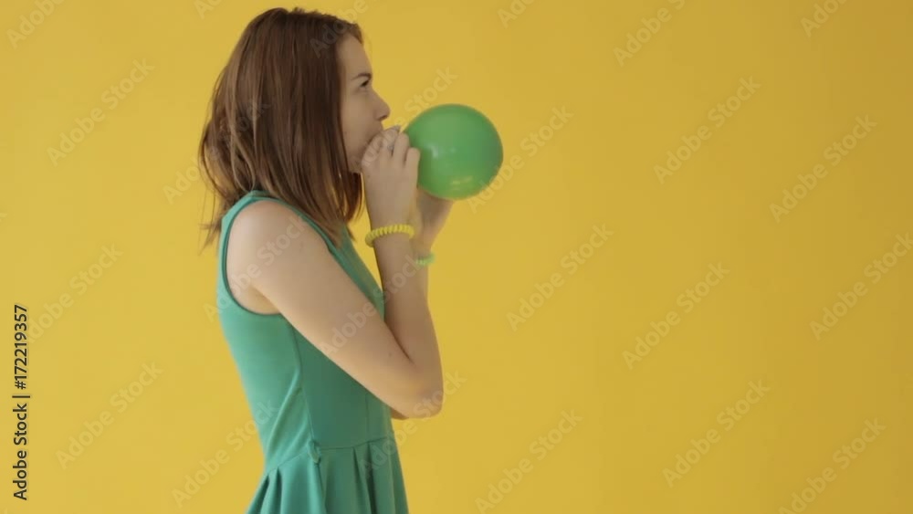 Young pretty girl with balloon, party, slow motion Young pretty girl with balloon, party, slow motion