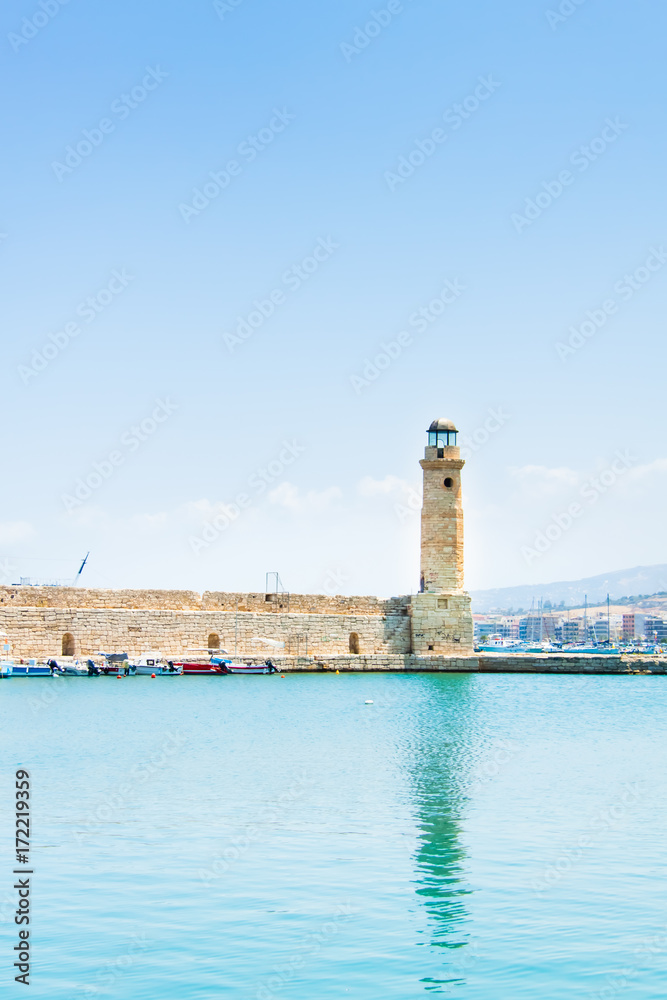 The lighthouse of the Venetian harbor of Rethymno