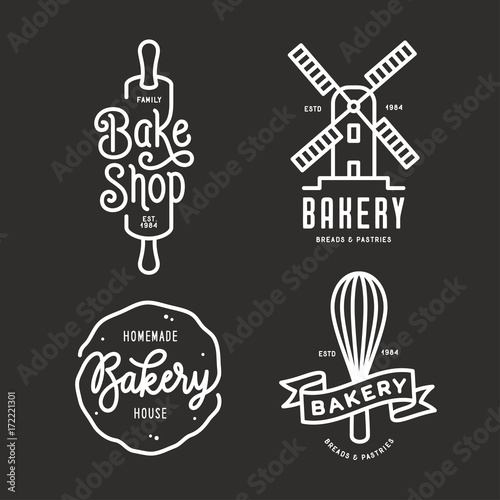 Bakery emblems set. Vector vintage illustration.
