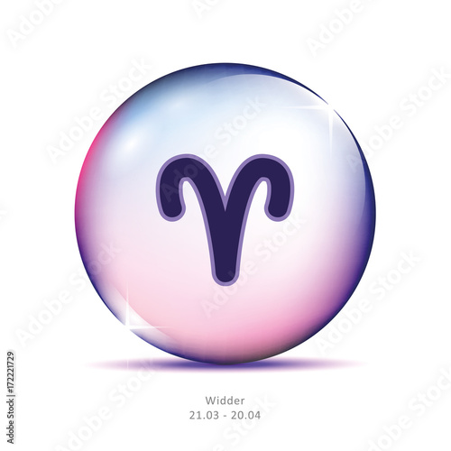 sternzeichen widder in glaskugel