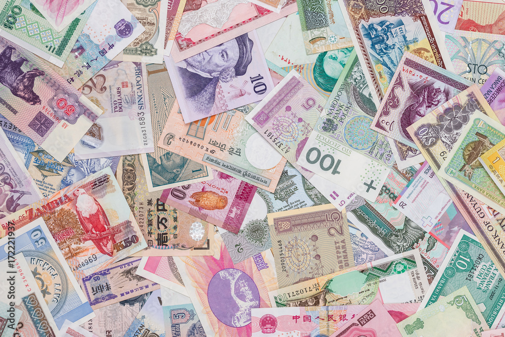 world paper money as background. close up world paper money as background. close up