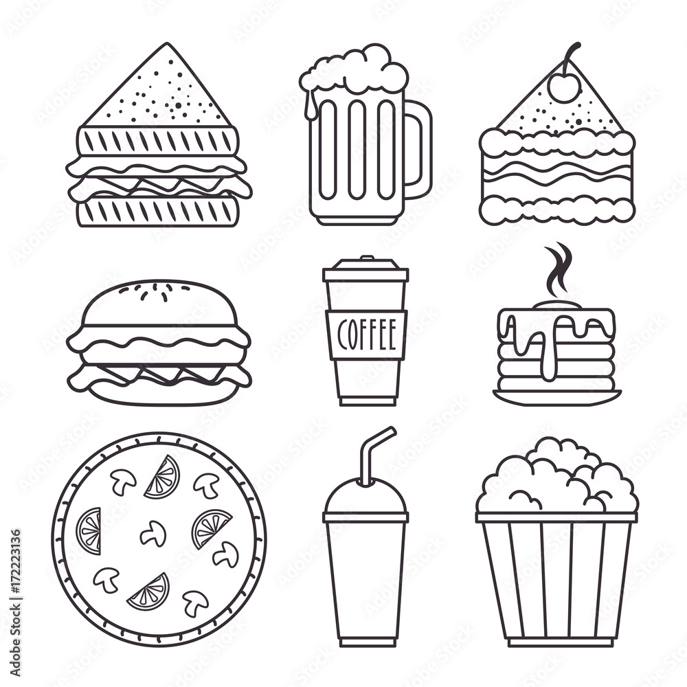 set of fast food icon