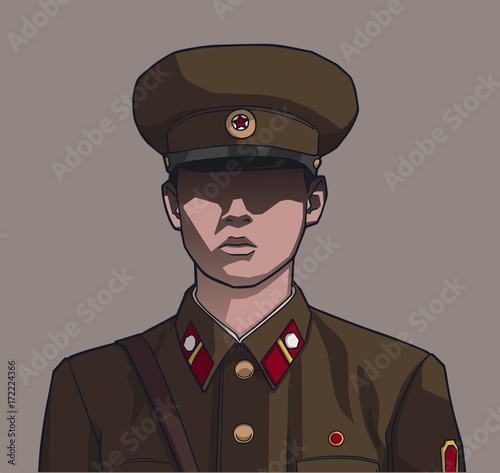 Illustration of nameless north korean soldier in color
