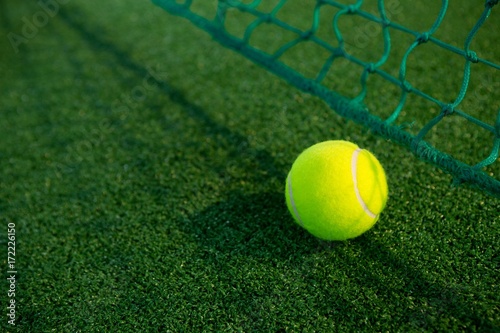 Close up of tennis ball by net © WavebreakMediaMicro