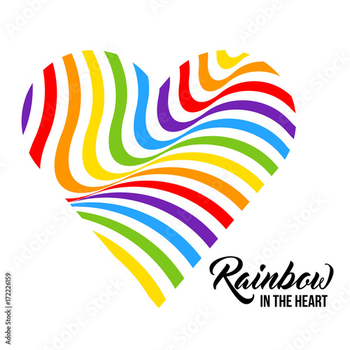 Rainbow colored heart LGBT colors. Abstract geometric pattern. Vector illustration.