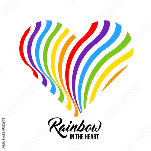 Rainbow colored heart LGBT colors. Abstract geometric pattern. Vector illustration.