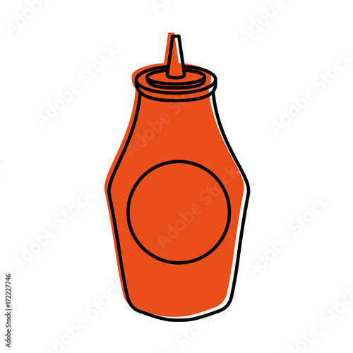 bottle of ketchup sauce ingredient fast food vector illustration