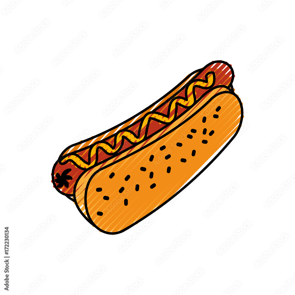 fast food hot dog sausage and mustard dinner vector illustration fast food hot dog sausage and mustard dinner vector illustration