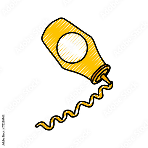 fast food mustard bottle pouring sauce vector illustration