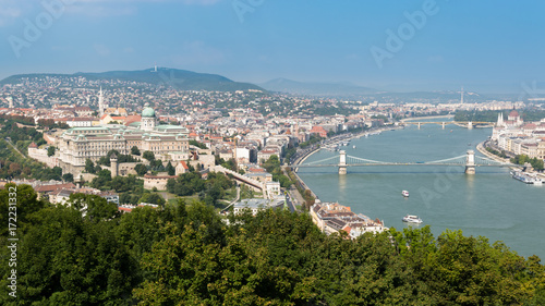 Panorama of Buda Castle and Chain Bridge, Budapest, Hungary