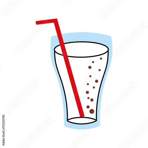 glass cup cola drink bubbles refresment liquid vector illustration