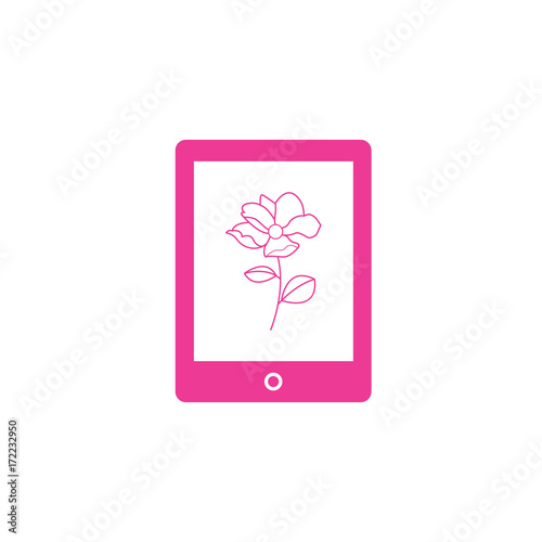 Pink Tablet icon with isolated blank screen. Modern simple flat device sign. Internet computer concept. Trendy vector mock up display symbol for website design web   mobile app. Logo illustration