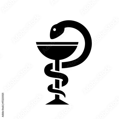 Bowl and snake silhouette vector icon