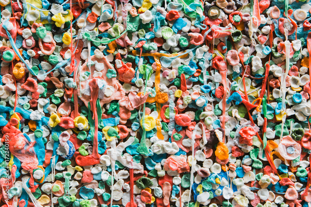 A wall of chewed gum on Seattle's Market Theater Gum Wall A wall of chewed gum on Seattle's Market Theater Gum Wall