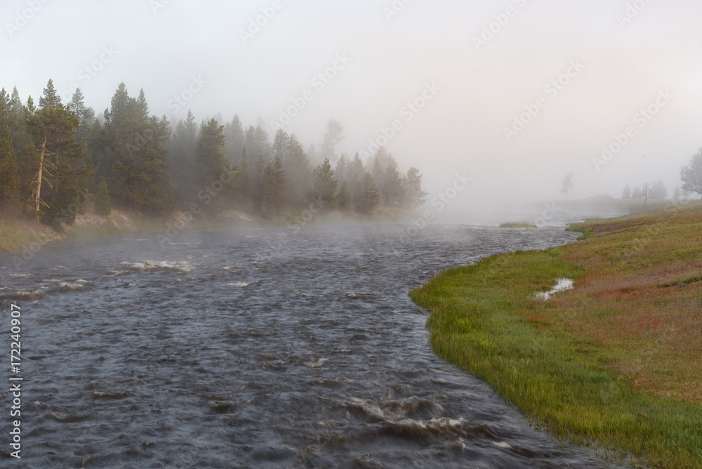 Firehole River in fog