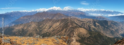 Panoramic view of himalaya range from Pikey peak