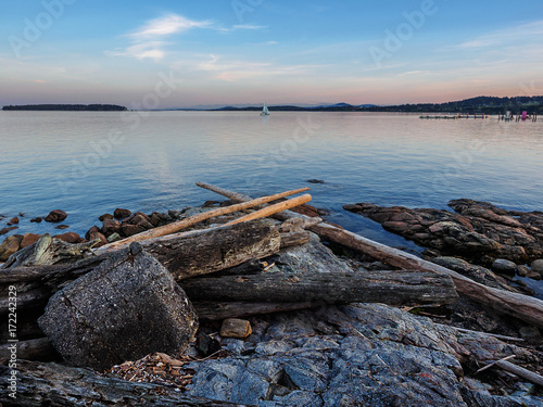 Sunset view at the shore in Sidney, Vancouver Island, British Columbia © pr2is
