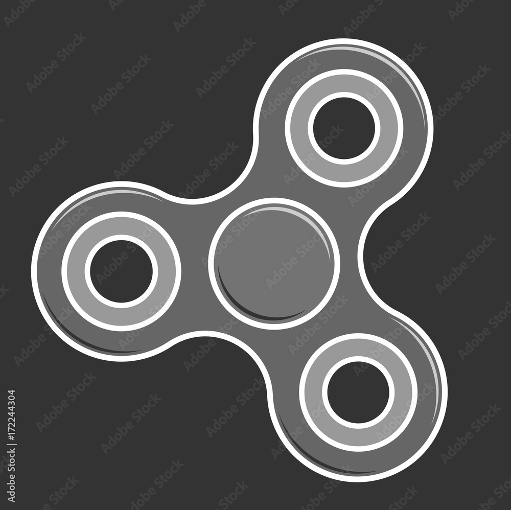 Hand fidget spinner icon isolated on black background. Vector ...