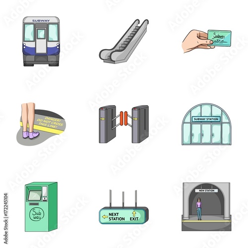 Train, means, movement and other web icon in cartoon style.Equipment, transport, public, icons in set collection.