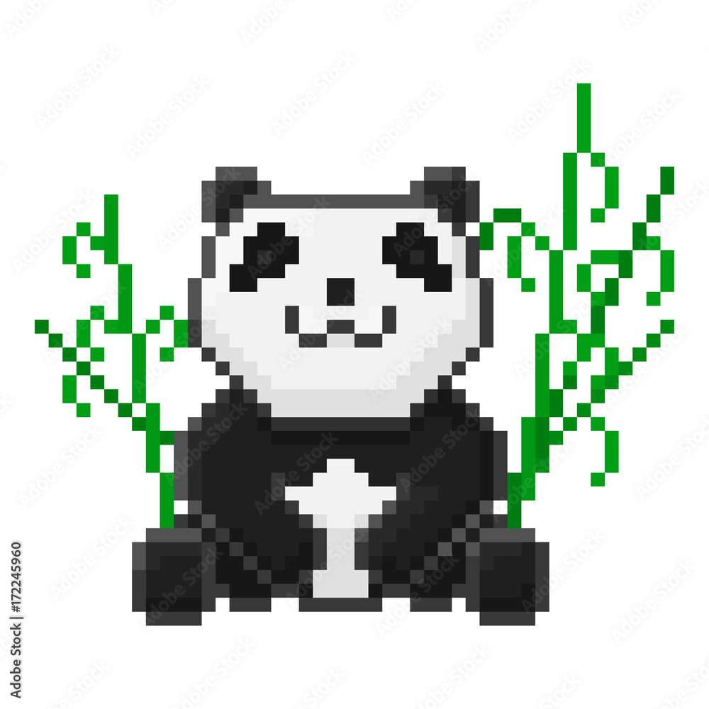 Cute pixel panda for games and applications