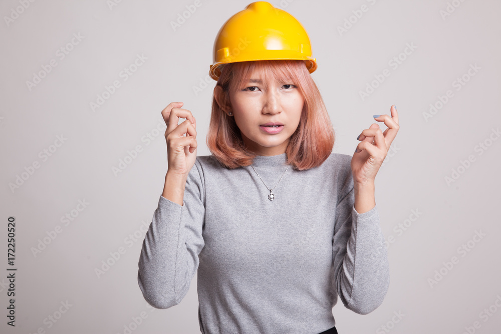 Asian engineer woman is angry , upset. Asian engineer woman is angry , upset.