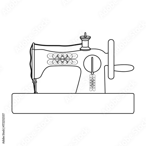 Hand sewing machine. Sewing and equipment single icon in outline style vector symbol stock illustration web.