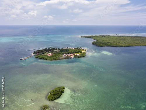 Aerial of Resort on Caribbean Island, Turneffe Atoll photo