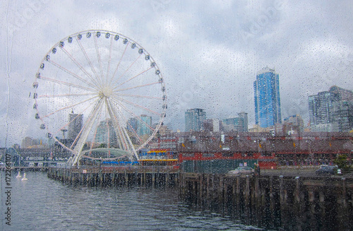 Seattle waterfront rain