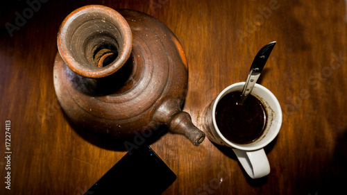 Classic coffee on classic coffeepot